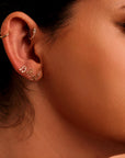 Music Note Flat Back Earrings 14k Solid Gold, Music Lover Stack Earrings
