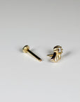 Wing Flat Back Earrings 14k Solid Gold