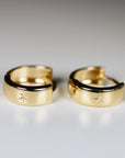 Diamond Star Set Thick Hoop Earrings in 14k Gold - 15mm - Melt'm Jewelry