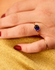 East West Oval Amethyst Engagement Ring 14k Gold - Melt'm Jewelry