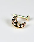 Croissant Flat Back Earrings 14k Solid Gold