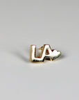 LA with Heart Logo Flat Back Earrings 14k Solid Gold
