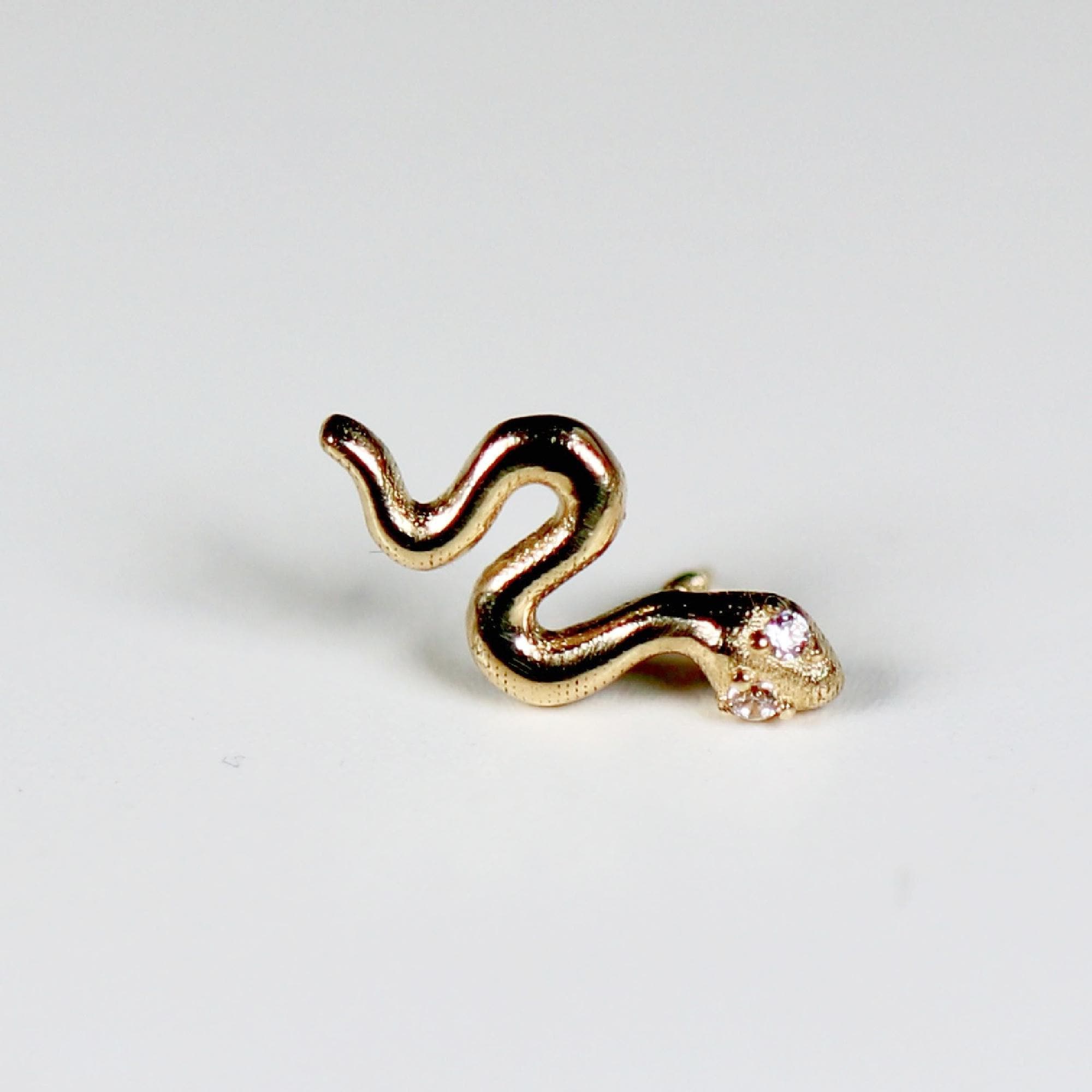 Serpenti Flat Back Earrings 14k Solid Gold, Snake Stack Earrings