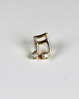 Music Note Flat Back Earrings 14k Solid Gold, Music Lover Stack Earrings