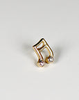 Music Note Flat Back Earrings 14k Solid Gold, Music Lover Stack Earrings