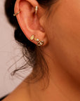 Wing Flat Back Earrings 14k Solid Gold