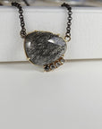 Black Rutilated Quartz Necklace 14k Gold
