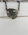Black Rutilated Quartz Necklace 14k Gold