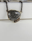 Black Rutilated Quartz Necklace 14k Gold