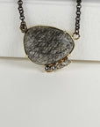 Black Rutilated Quartz Necklace 14k Gold