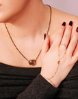 Black Rutilated Quartz Necklace 14k Gold