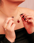Pink Tourmaline Necklace 14k Gold, Rose Cut Tourmaline and Triangle Diamond Pendant
