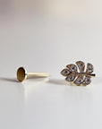 Monstera Leaf Cz Flat Back Earrings 14k Solid Gold, Nature Stack Earrings, Internally Threaded Earrings Tragus Piercing, Valentines Gift