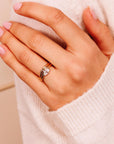 Marquise Moissanite Wavy Band Ring 14k Gold, LILY Minimalist Engagement Ring