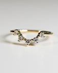 Curved Wedding Band, Five Stone Diamond Ring