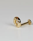 Donut Flat Back Earrings 14k Solid Gold, Food Stack Earrings