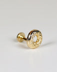 Donut Flat Back Earrings 14k Solid Gold, Food Stack Earrings