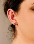 Flower Flat Back Earrings 14k Solid Gold, Cz Flower Stack Earrings - Melt'm Jewelry