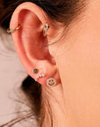 CZ Curved Bar Ear Piercing, Flat Back internally threaded labret studs (SINGLE or PAIR)