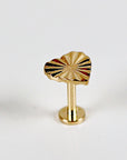 Fluted Heart Flat Back Cartilage Earrings 14k Solid Gold