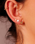 Tiny Palm Tree Flat Back Earrings (5 mm) 14k Solid Gold