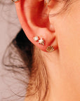 Tiny Palm Tree Flat Back Earrings (5 mm) 14k Solid Gold