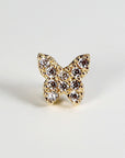 CZ Butterfly Flat Back Earrings 14k Solid Gold (single or pair)