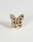 CZ Butterfly Flat Back Earrings 14k Solid Gold (single or pair)