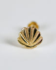Mini Seashell Stud Earrings 14k Solid Gold, Flat Back Cartilage Earrings, Internally Threaded Flat Back Earrings, Valentine's Day Gift