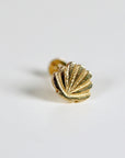 Mini Seashell Stud Earrings 14k Solid Gold, Flat Back Cartilage Earrings, Internally Threaded Flat Back Earrings, Valentine's Day Gift