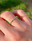 Dainty Diamond Ring 14k Solid Gold – Milgrain Bezel Set 6 Diamond Minimalist Stacking Dot Ring Gift for Her