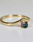 Montana Sapphire V Shaped Ring 14k White Gold
