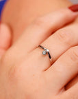 Blue Montana Sapphire V Shaped Ring 14K Gold - Melt'm Jewelry