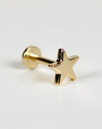 Star Earrings 14k Solid Gold, Internally Threaded Flat Back Earrings - Melt'm Jewelry