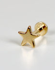 Star Earrings 14k Solid Gold, Internally Threaded Flat Back Earrings, Tiny Star Earrings Studs, Tragus Stud, Valentines Gift for her