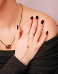 Gold Slave Bracelet, Hand Chain, Hand Ring, Gold Handlet Bracelet, Gemstone Hand Chain