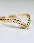 Wheat Leaf Wedding Band 14k Gold, Curved Wedding Ring, Olive Leaf Wedding Ring, Contour Band, Stackable Wedding Ring