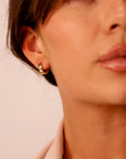 Diamond Star Set Thick Hoop Earrings in 14k Gold - 15mm