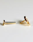Monstera Leaf Cz Flat Back Earrings 14k Solid Gold
