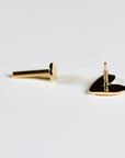 Sweetheart Solid Gold Earrings, Internally Threaded Flat Back Earrings (SINGLE or PAIR)