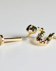 Snake Flat Back Earrings 14k Solid Gold, Serpent Stack Earrings