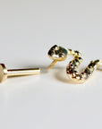 Snake Flat Back Earrings 14k Solid Gold, Serpent Stack Earrings