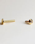 Cz Ball Flat Back Earrings 14k Solid Gold, Internally Threaded Earrings, CZ Mini Dot Gold Stack Earrings, Valentine's Gift for Her