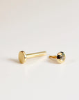 Cz Ball Flat Back Earrings 14k Solid Gold, Internally Threaded Earrings, CZ Mini Dot Gold Stack Earrings, Valentine's Gift for Her