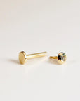 Cz Ball Flat Back Earrings 14k Solid Gold, Internally Threaded Earrings (SINGLE or PAIR)