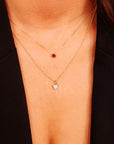 Bezel Set Swiss Blue Topaz Necklace 14k Solid Gold