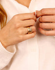 14k Solid Gold Croissant Ring, Chunky Dome Ring