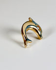 Dolphin Flat Back Earrings 14k Solid Gold, Fish Stack Earrings, Internally Threaded Earrings, Cartilage Piercing, Valentines Gift for Her