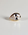 Pear CZ Bezel Set Flat Back Earrings 14k Solid Gold (single or pair)