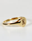 Small Oval Signet Ring 14k Solid Gold, Monogram Custom Signet Ring